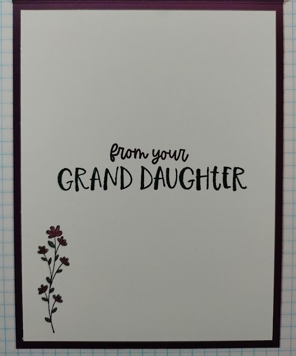 iside of spring fling blog hop card saying from your granddaughter