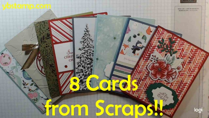 8 cards made with scraps you have in your stash