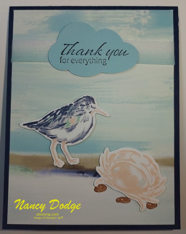 card made with the by the bay suite using the designer series paper and the plover bird