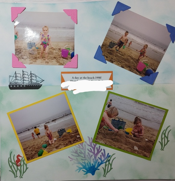 day at the beach scrapbook page