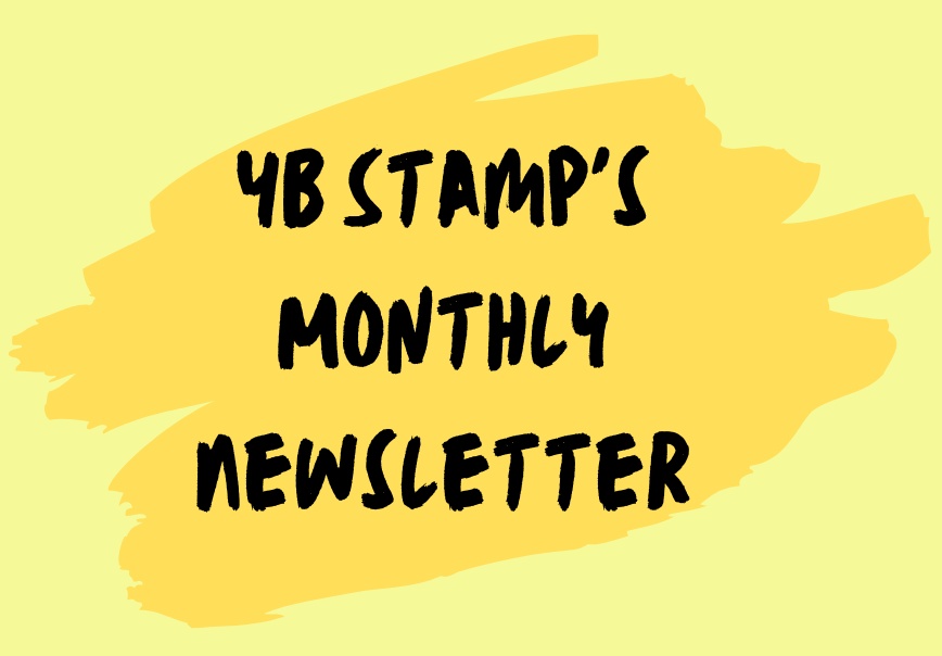 YB Stamp's Newsletter logo in yellow