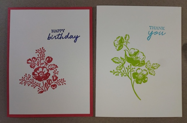 2 simple stamping cards, ink paper stamps