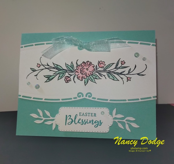 card using elegant borders dies & decorative borders stamps with saying of "Easter Blessings"