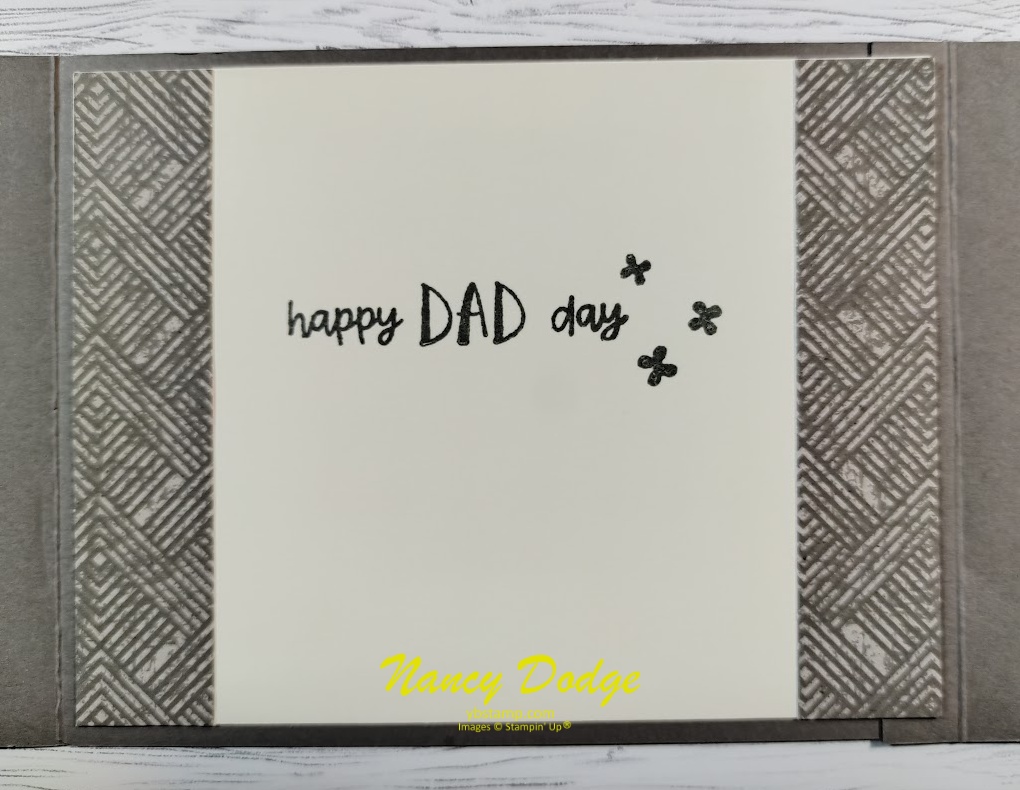 center of father's day card saying "happy dad day"