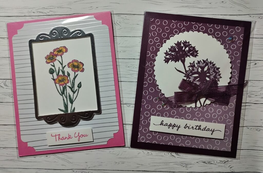 2 floral cards made from card classes.