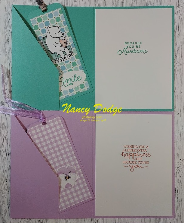 insides of 2 cards with a pocket on the left die to tuck in bookmark or gift card.