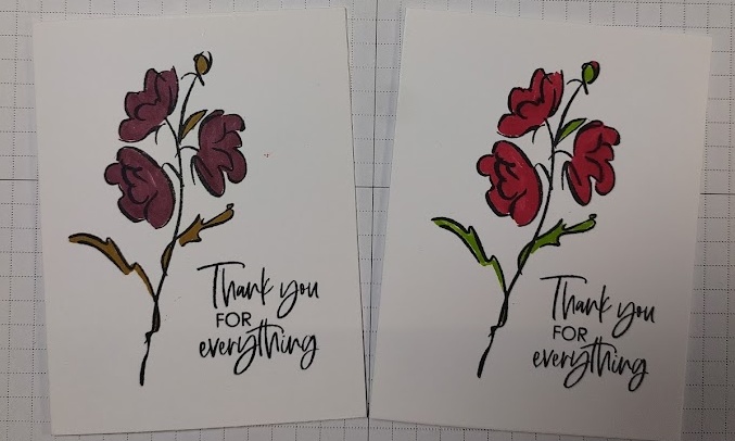 2 cards made with color & contour stamp set on basic white notecards