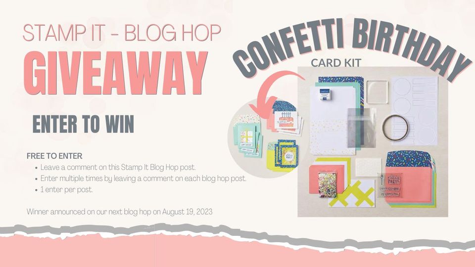 picture of the stamp it blog hop giveaway of the confetti birthday kit by stampin' up