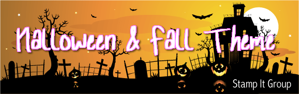 Halloween & Fall theme Stamp It group blog hop banner