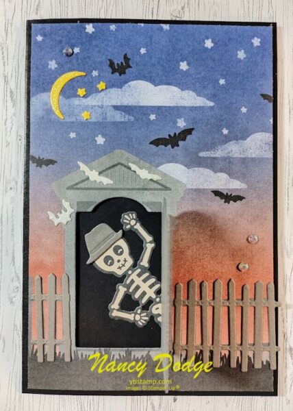 Third card made with Them Bones DSP, Bag of Bones stamp set & dies and other embellishments by Stampin' Up.