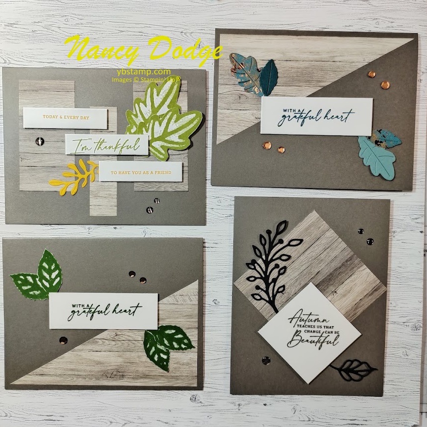 4 Thanksgiving cards made with 1 sheet of Designer Series Paper by Stampin' Up