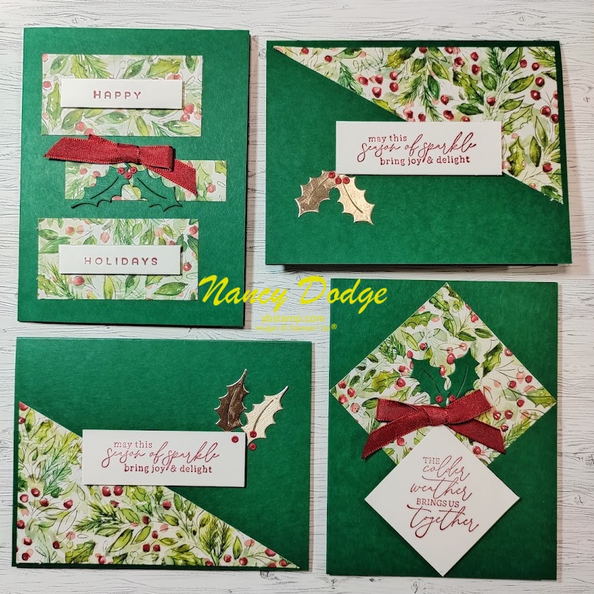 4 Christmas cards made with 1 sheet of Designer Series Paper by Stampin' Up