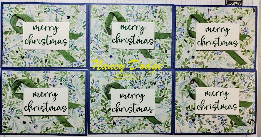 6 Winter Meadows Holiday Cards made from 1 piece of DSP.