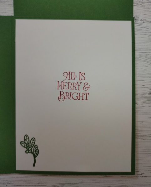 Inside card with "All is merry & bright" sentiment