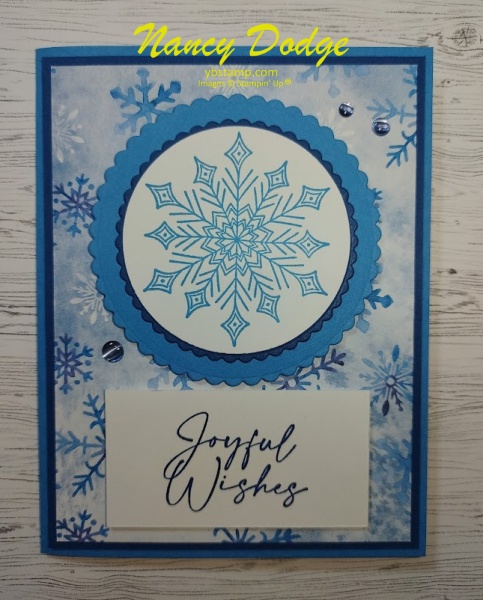Gift Card Flap Card front with snowflake & sentiment "Joyful Wishes".