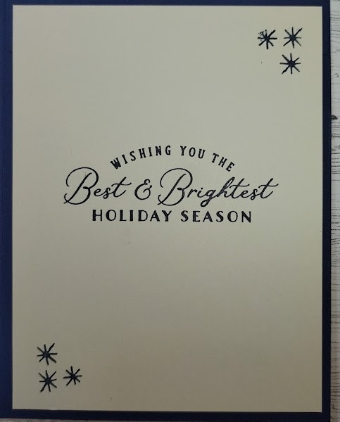 Inside of Gift Card Flap Card saying "wishing you the best & brightest holiday season".
