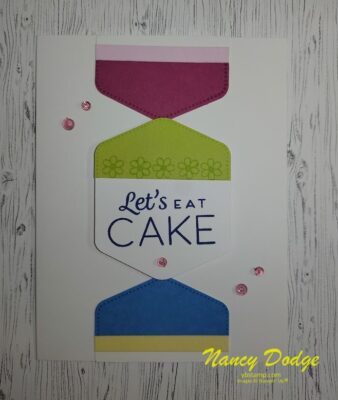 Heartfelt Hexagon card with sentiment "Let's eat cake"