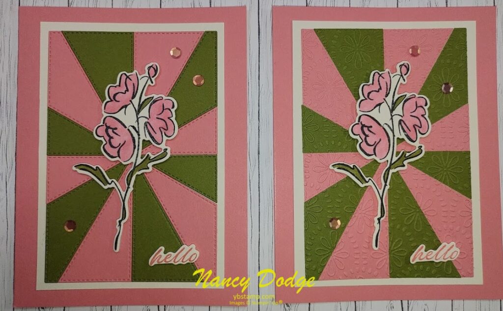 2 cards made one with and one without embossing folder