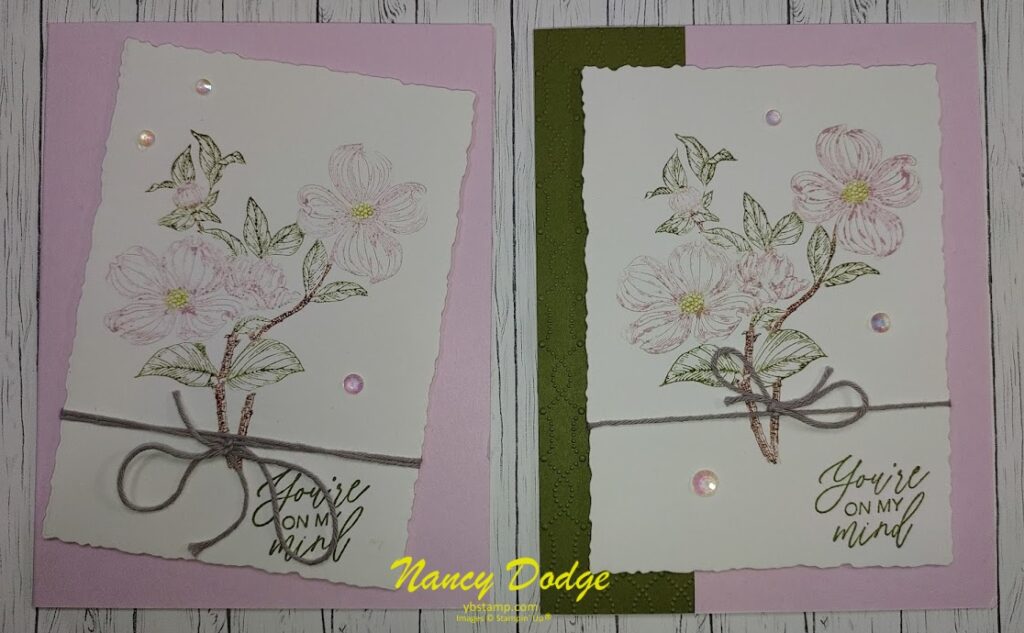 2 cards, one made with embossing folder, one without