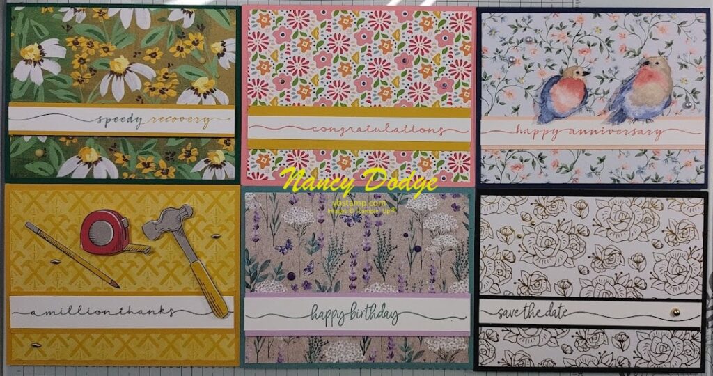6 cards made with Sweetly Scripted stamp set by Stampin' Up