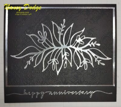 Thoughtful Journey card, silver foil & silver embossing "Happy Anniversary"