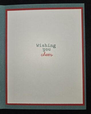 July 2025 Blog Hop card inside saying wishing you cheer
